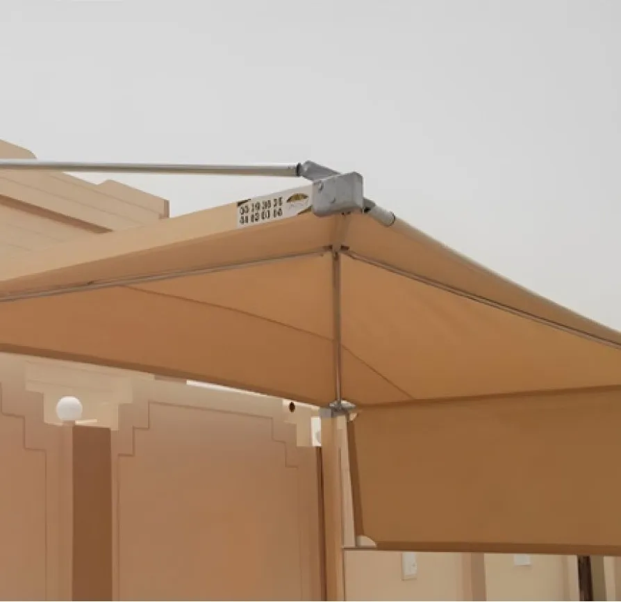 E106 Fabric Car Parking Shade (​Size 6 * 6, Height 2.50 Mtr, Off-White Frame, Wooden Aluminum Color)